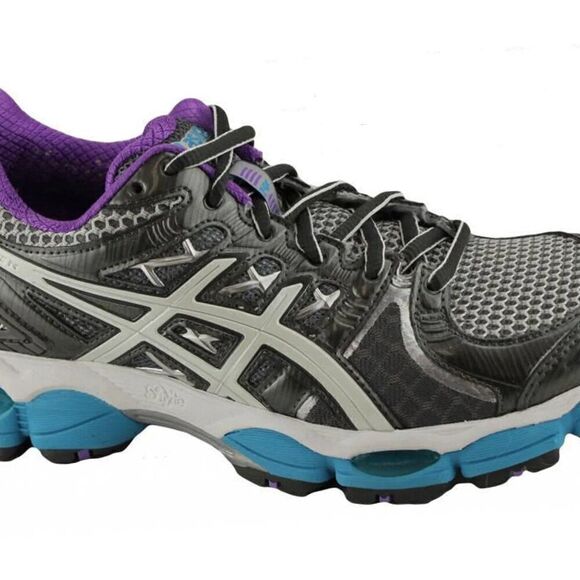 NEW w/Box Asics GEL Nimbus 14 Grey Purple Turquoise Womens Running Shoes 7 US - Picture 6 of 8